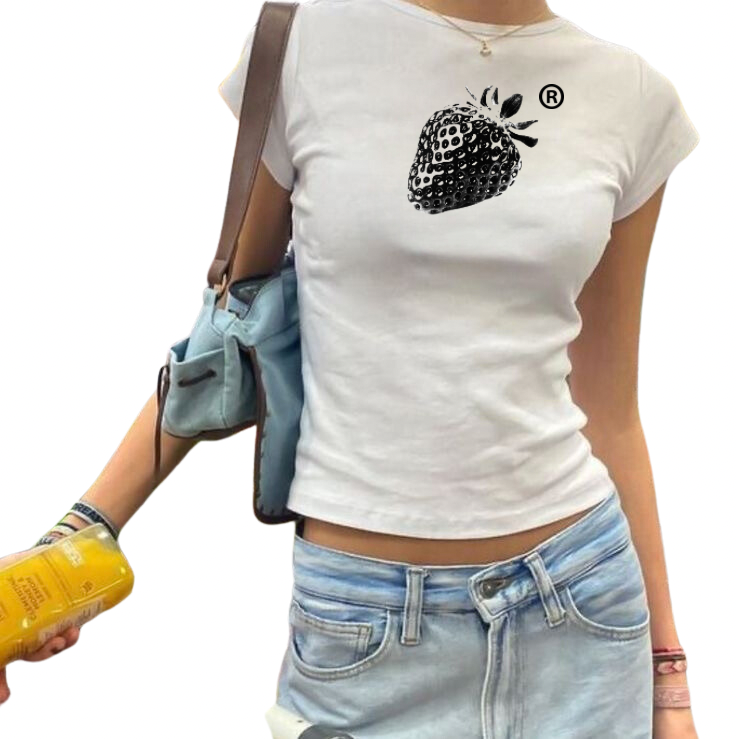 Blackout strawberry Baby Tee