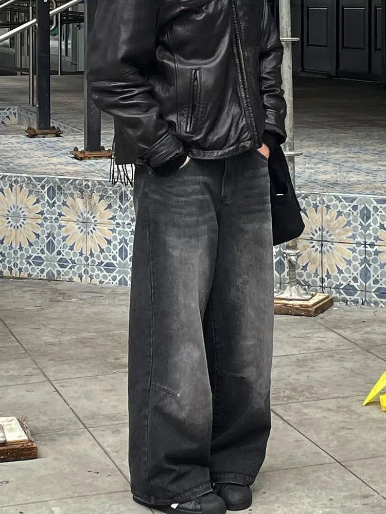 hiddn black baggy washed jeans