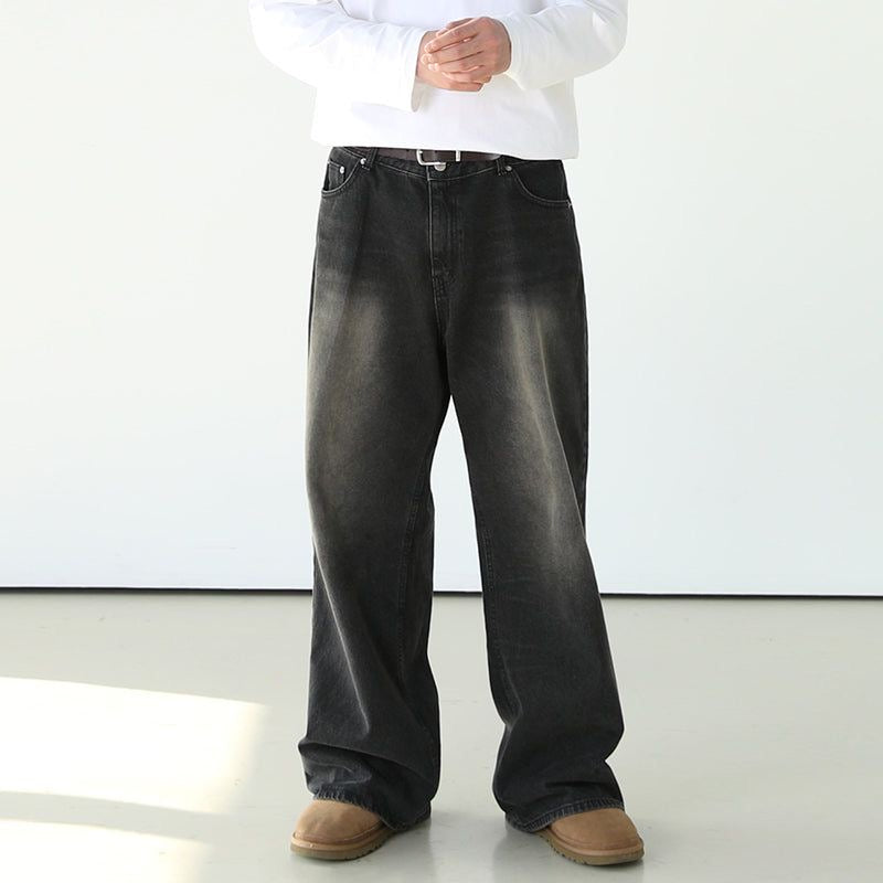 hiddn black baggy washed jeans