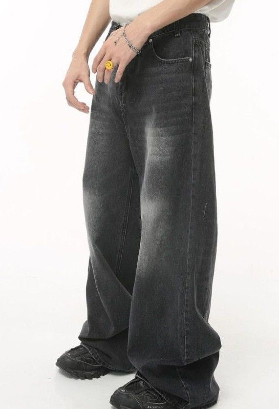 hiddn black baggy washed jeans