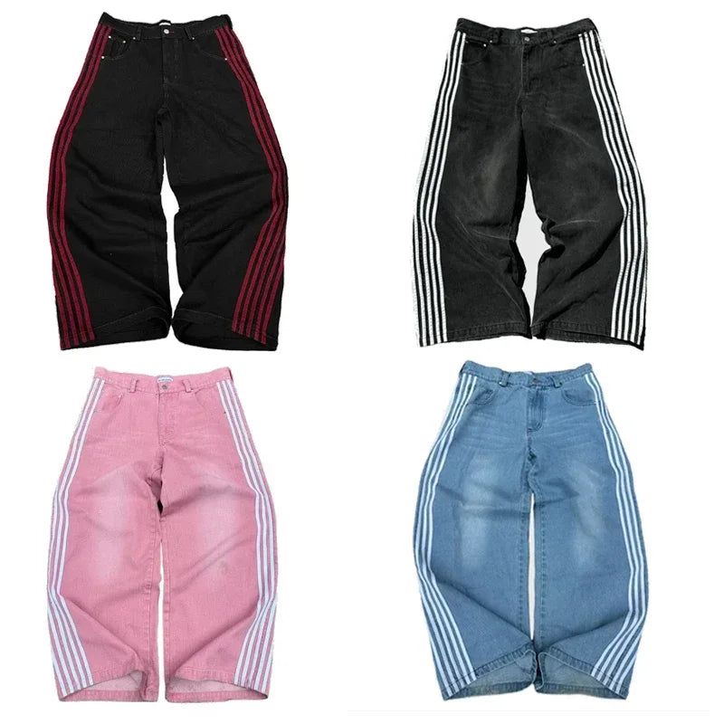 Hiddn Striped Unisex Baggy Jeans