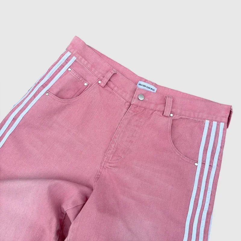 Hiddn Striped Unisex Baggy Jeans