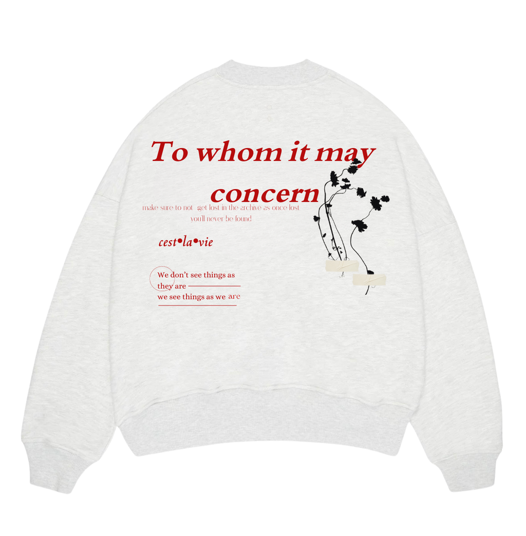 “To whom” Grey Sweater