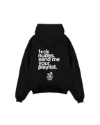 “Send me your playlist” Boxy Black Hiddn Hoodie