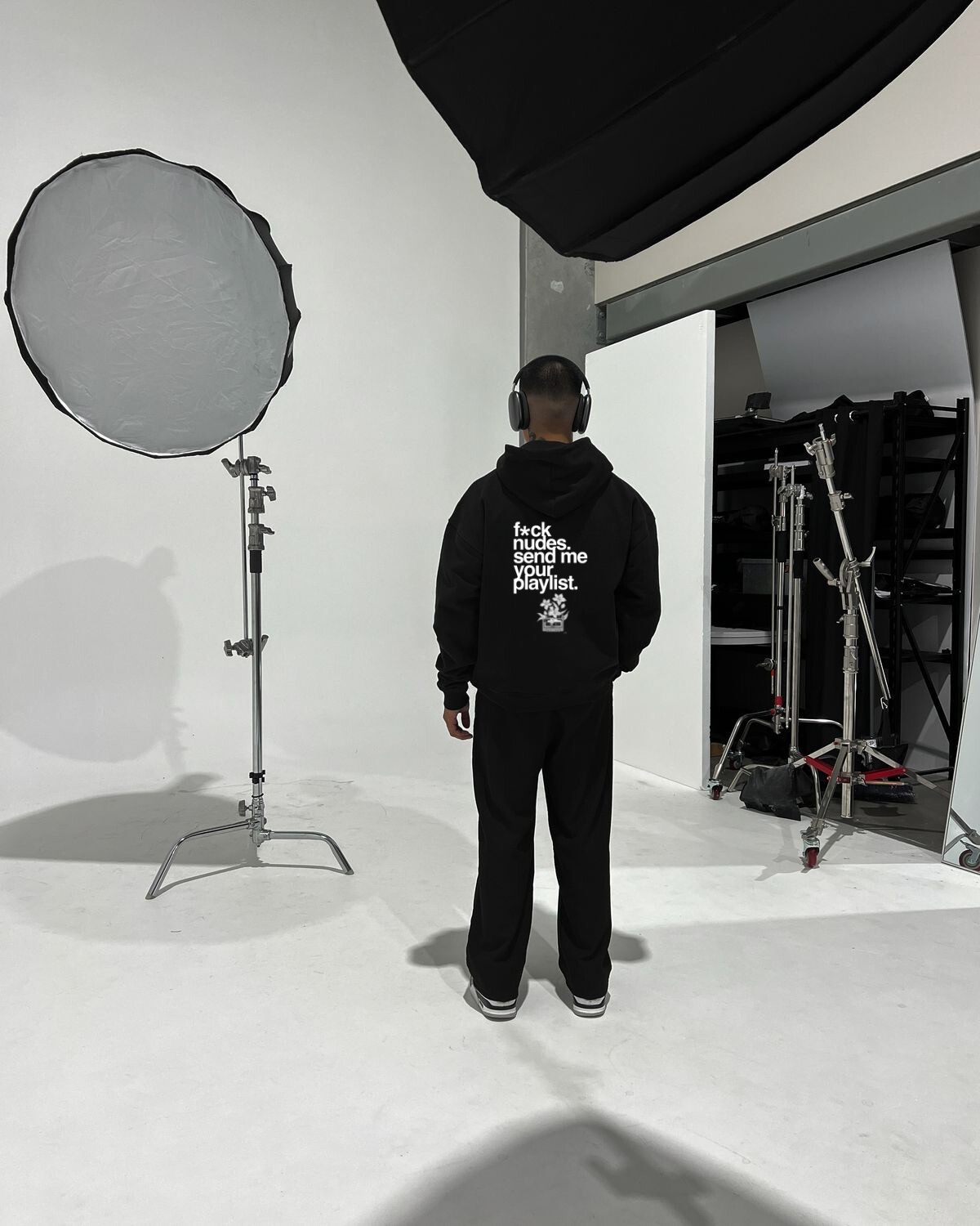 “Send me your playlist” Boxy Black Hiddn Hoodie