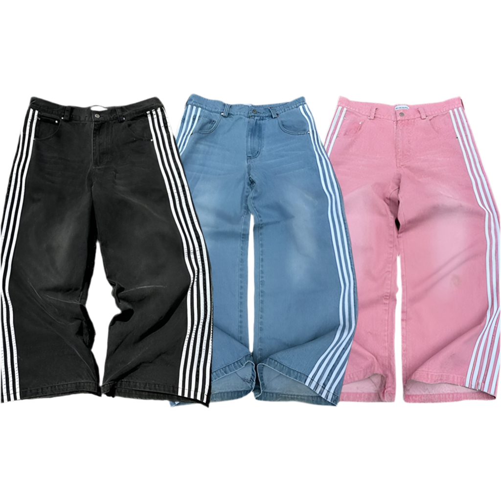 Hiddn Striped Unisex Baggy Jeans