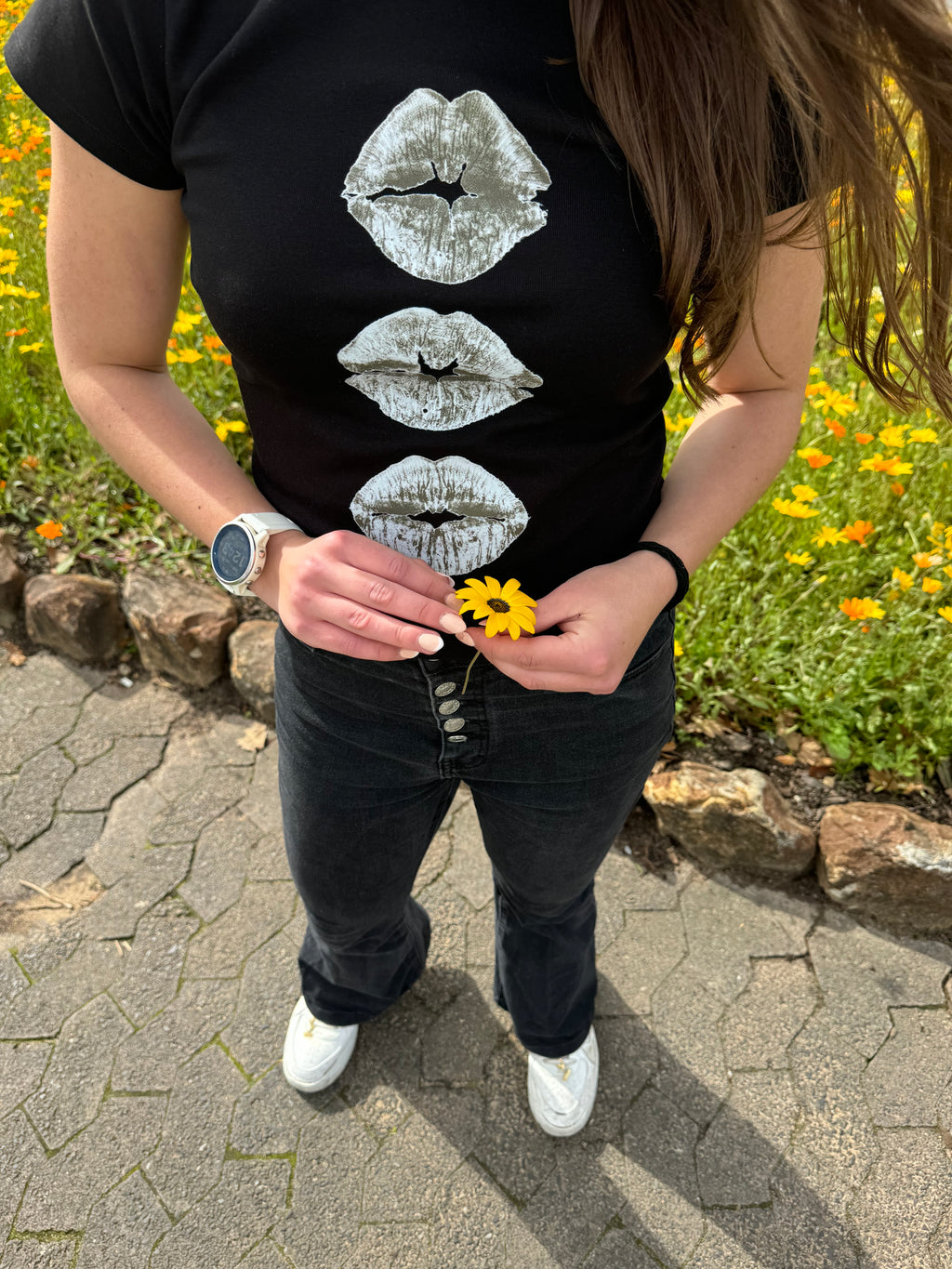 “Kisses” Hiddn Archive Black Baby Tee