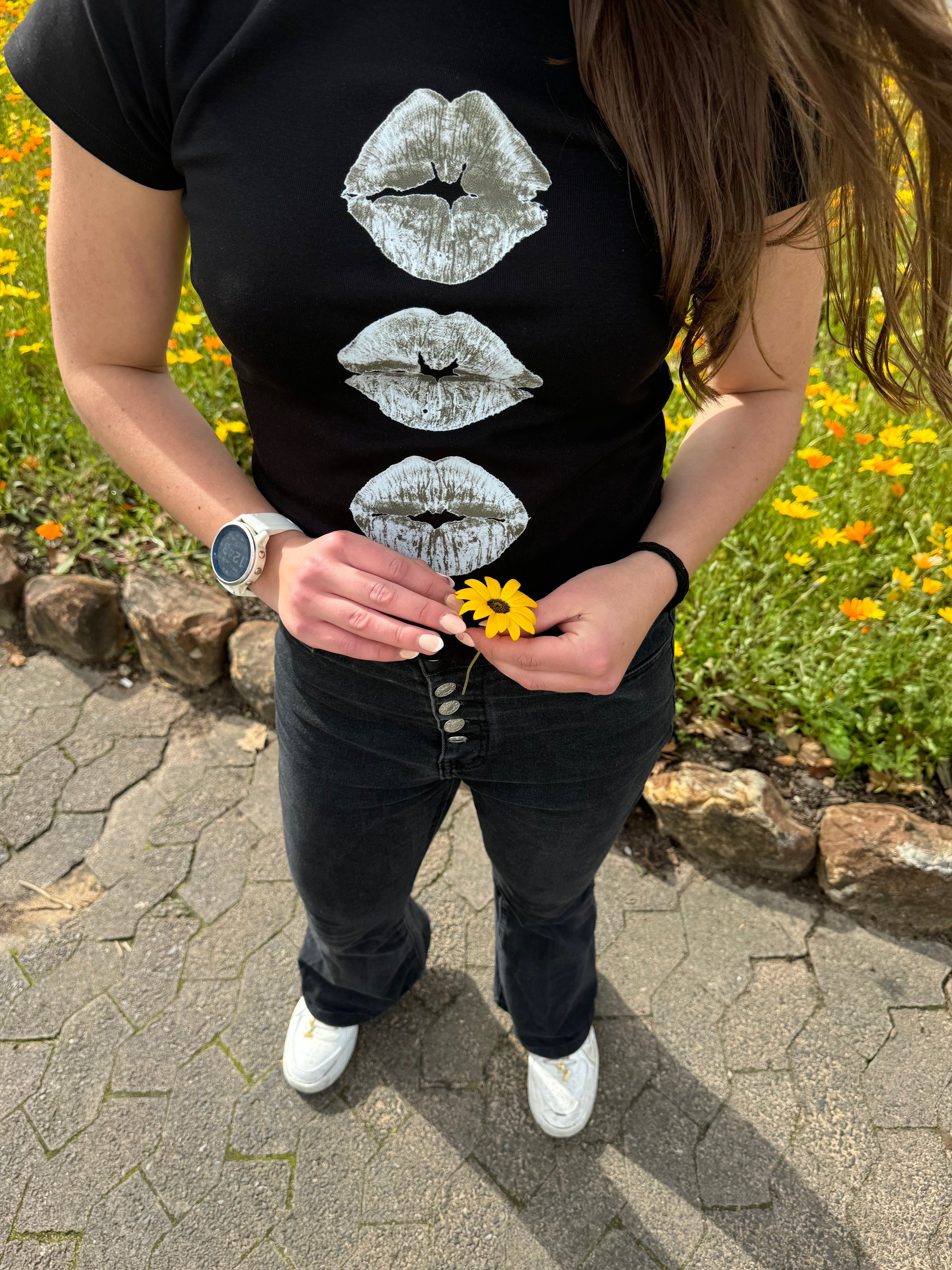 “Kisses” Hiddn Archive Black Baby Tee