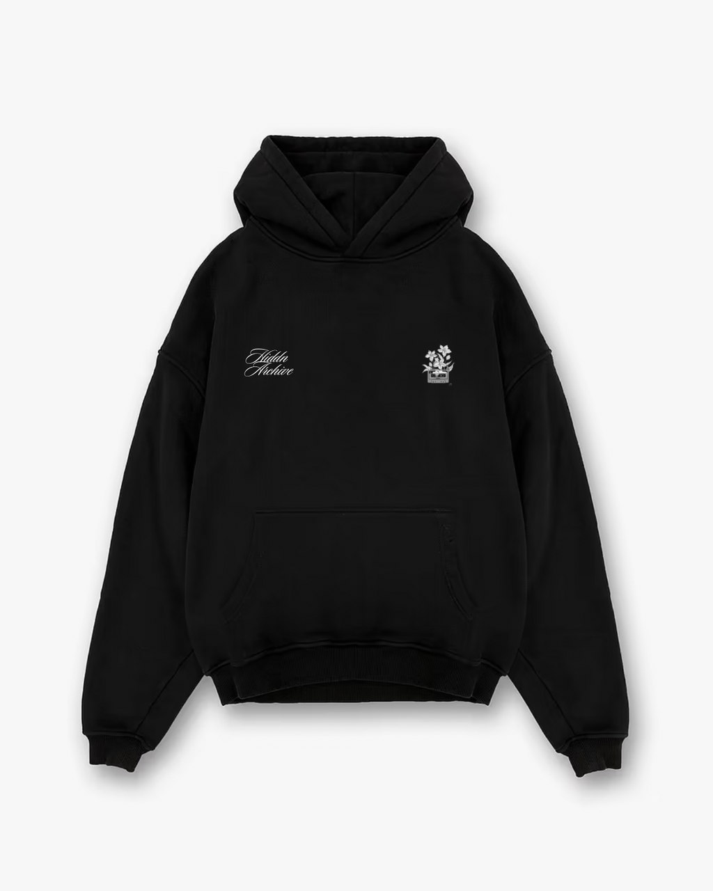 “Send me your playlist” Boxy Black Hiddn Hoodie