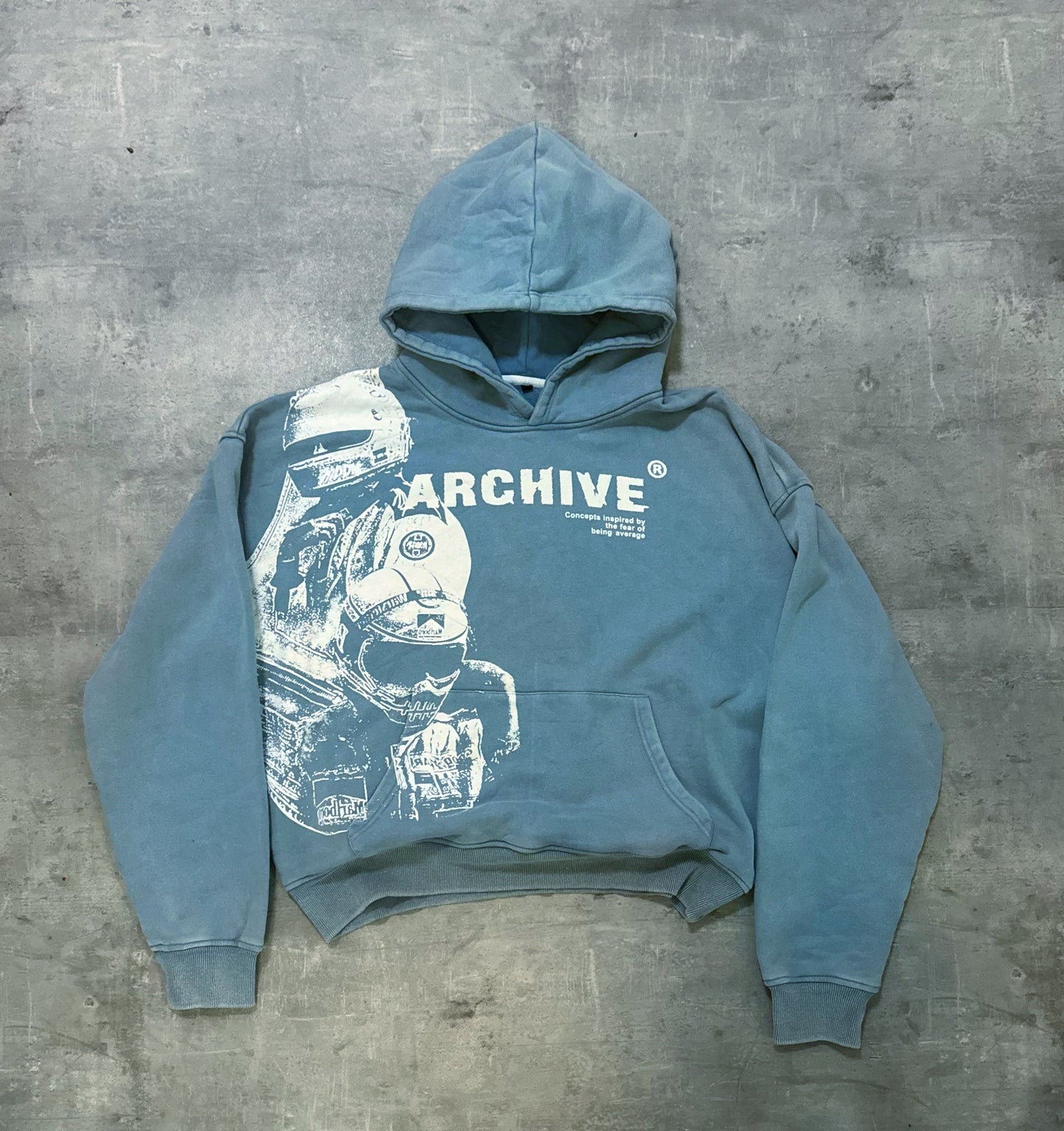 "Archive" Blue Fade Heavy Weight Hoodie