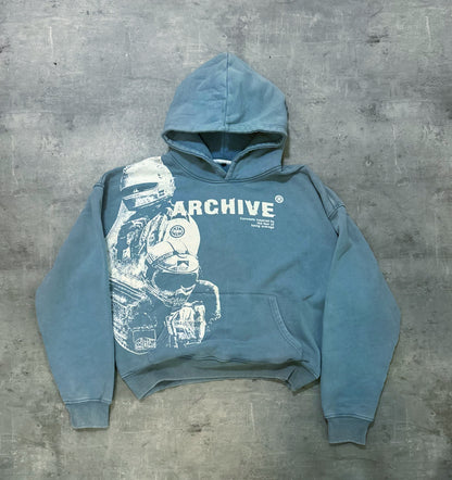 "Archive" Blue Fade Heavy Weight Hoodie