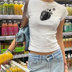 Blackout strawberry Baby Tee