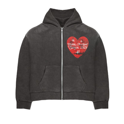 Vintage “Love Sick” Zip Up Unisex Hoodie