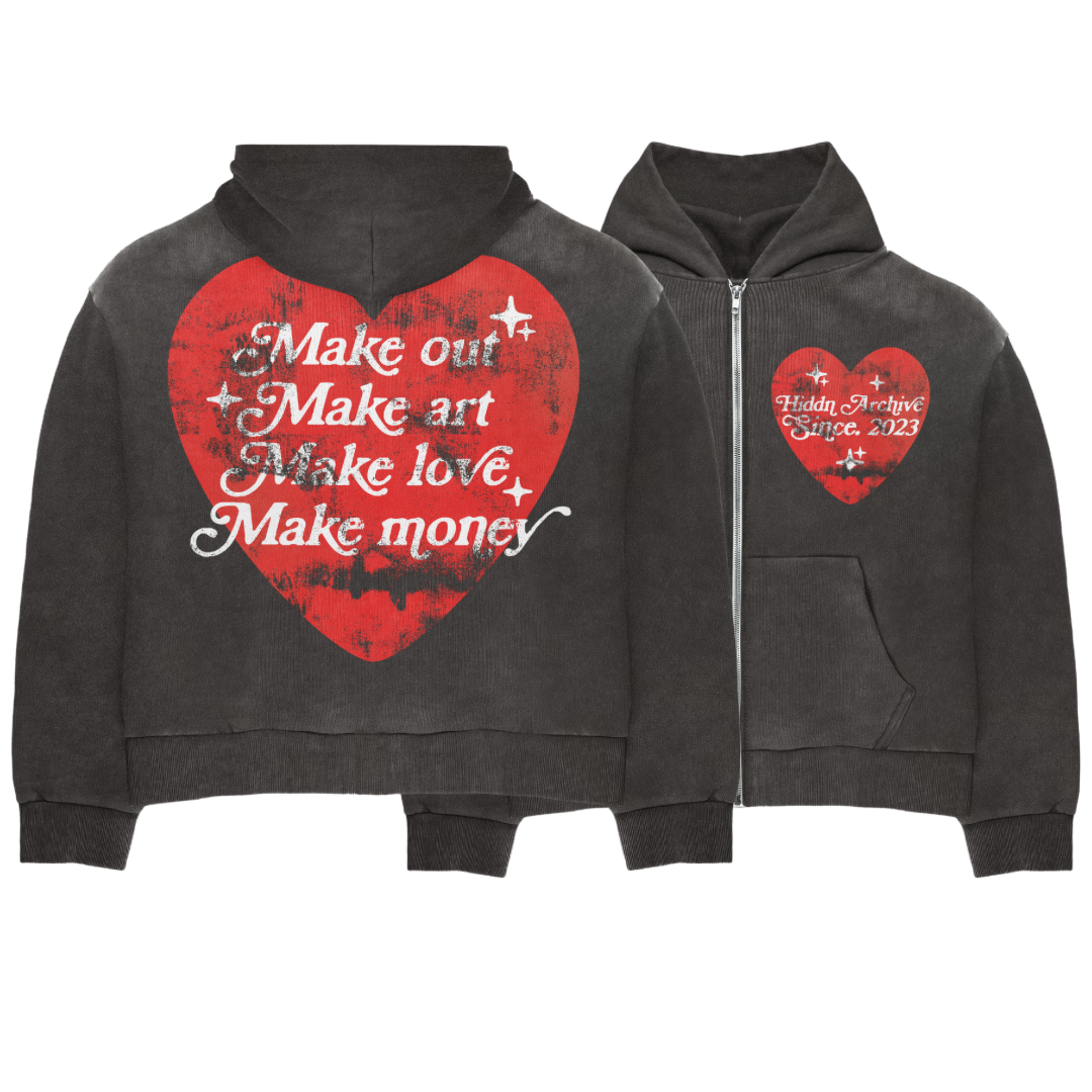 Vintage “Love Sick” Zip Up Unisex Hoodie