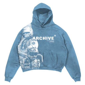 "Archive" Blue Fade Heavy Weight Hoodie