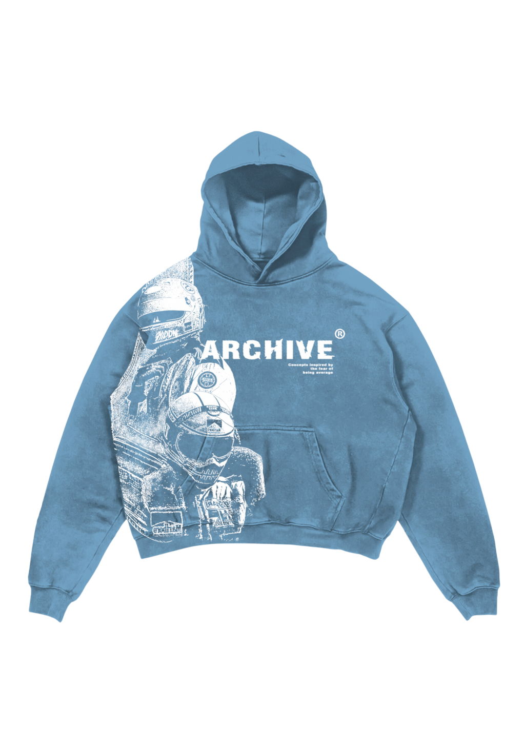 "Archive" Blue Fade Heavy Weight Hoodie