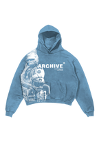 "Archive" Blue Fade Heavy Weight Hoodie