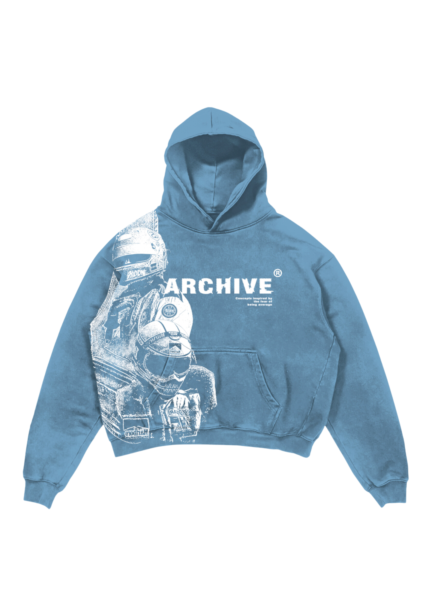 "Archive" Blue Fade Heavy Weight Hoodie