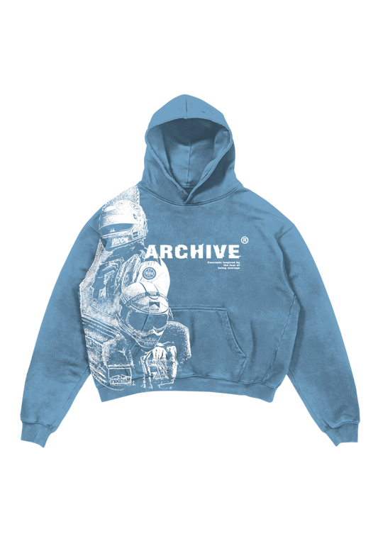 "Archive" Blue Fade Heavy Weight Hoodie