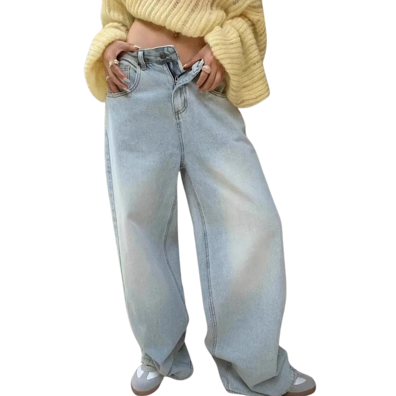 Hiddn Womens Blue Fade Baggy jeans