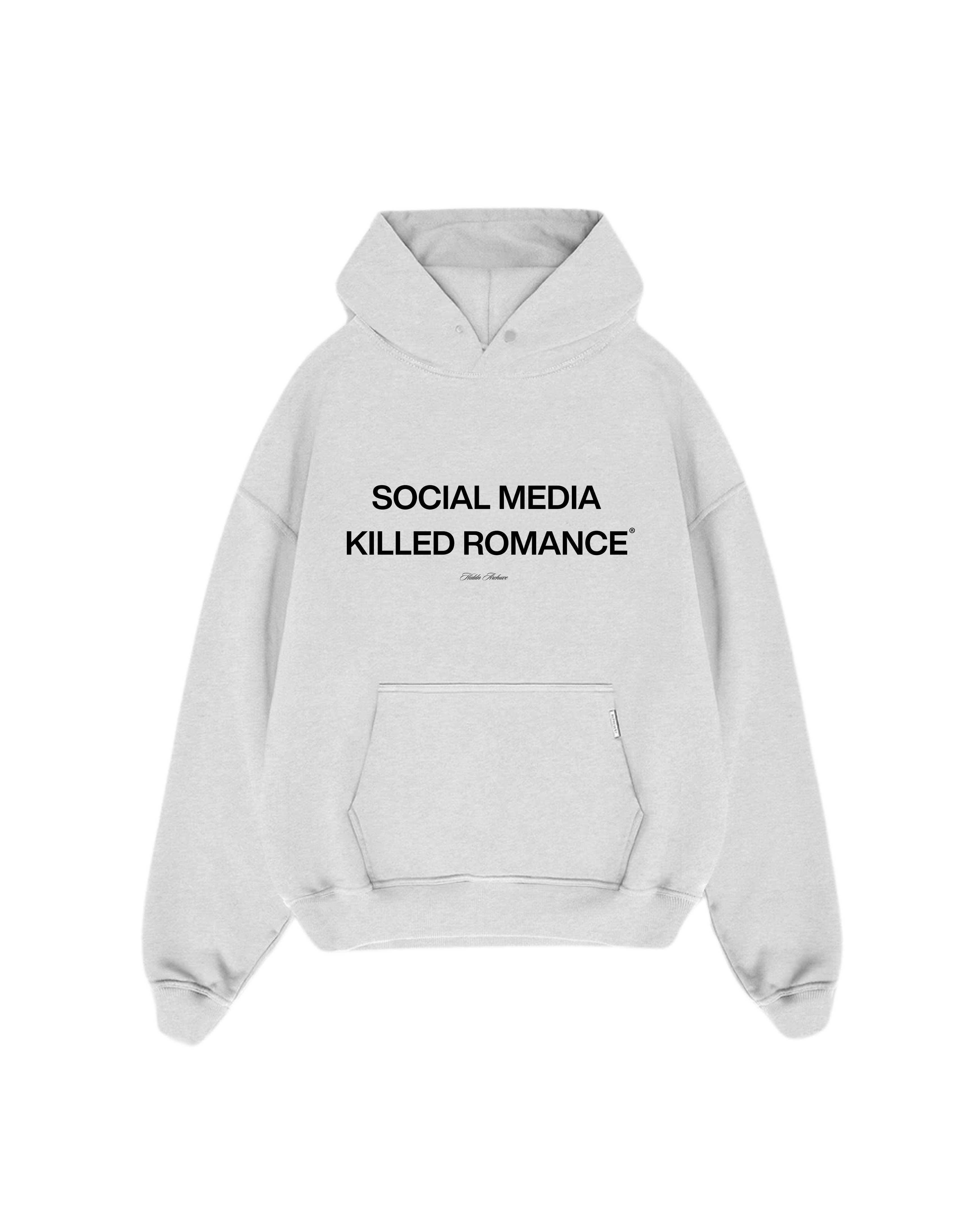 “Social media” Grey heavy weight hoodie
