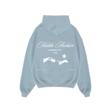 Hiddn “Members only” Heavy Weight Hoodie (Baby Blue)