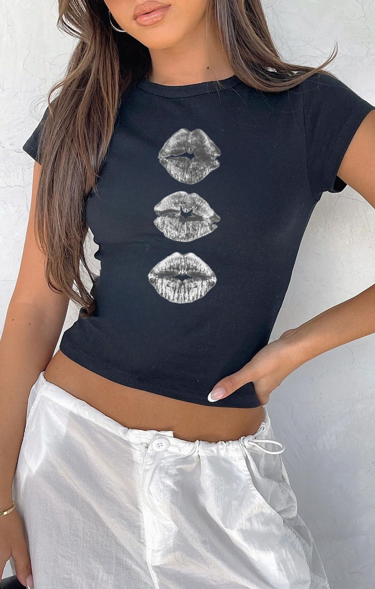 “Kisses” Hiddn Archive Black Baby Tee