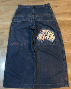 Hip Hop Dice Embroided Baggy Jeans