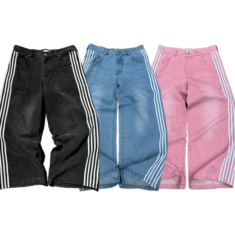 Hiddn Striped Unisex Baggy Jeans