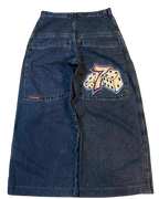 Hip Hop Dice Embroided Baggy Jeans