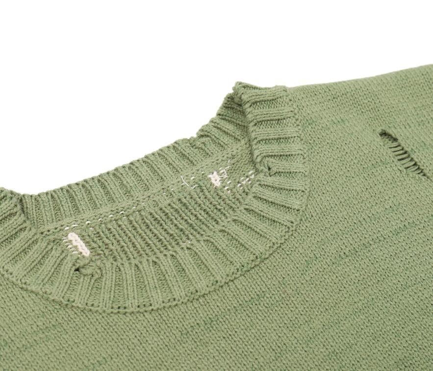 Green Knit Skeleton Design High Quality Sweater