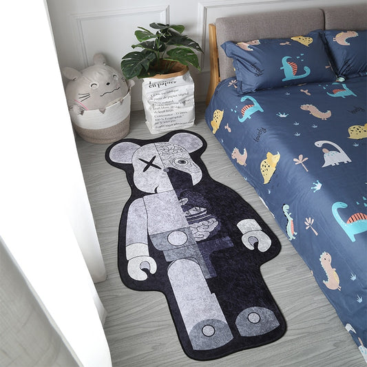 Cartoon Bearbricks Rug Off White Irregular Carpet