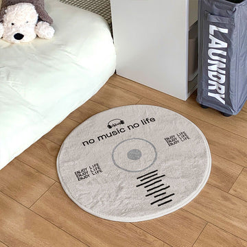 Retro Music Disc Pattern Carpet Rug Soft Round