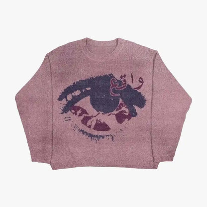 Trippy eye design knit sweater